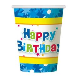   La mulți ani Blue Pahar de hârtie Happy Birthday 6 buc 270 ml