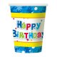 La mulți ani Blue Pahar de hârtie Happy Birthday 6 buc 270 ml