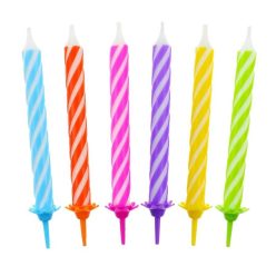 Colorat Spiral set de lumânări de tort, 12 buc