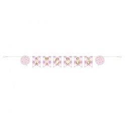   Prima zi de naștere 1st Birthday Pink banner de hârtie 182 cm