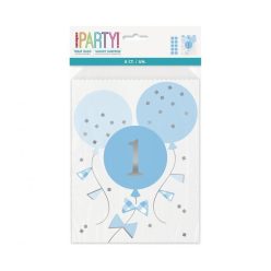 Prima zi de naștere Blue sac de hârtie, set de 8