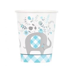 Elefant Floral Pahar de hârtie albastru set 8 buc 266 ml