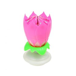   Colorat Pink Set de lumânări muzicale de flori roz pentru tort