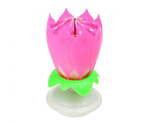 Colorat Pink Set de lumânări muzicale de flori roz pentru tort
