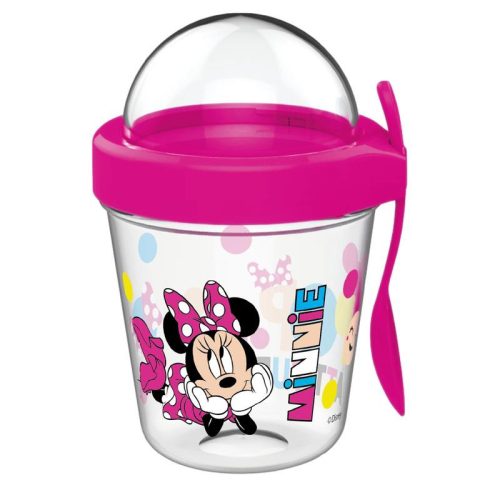 Disney Minnie  pahar pentru gustări cu capac și lingură 350 ml