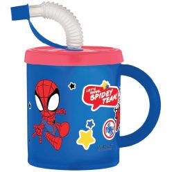 Omul Păianjen Cană Spidey cu pai, plastic 210 ml