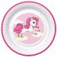 Unicorn Pink Heart farfurie de hârtie set de 8, 22,7 cm