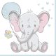 Bebe Blue Balloon șervețel elefant 20 bucăți 33x33 cm