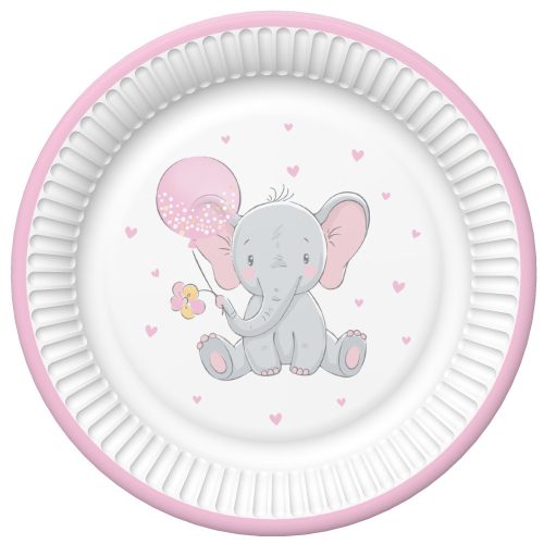Elefant Pink Balloon Farfurie de hârtie pentru copii 8 buc 18 cm