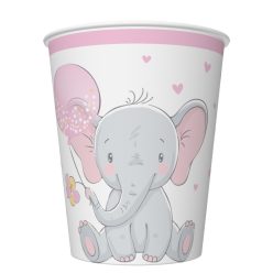 Elefant Pink Balloon Pahar de hârtie Baby 8 buc 250 ml