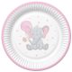 Elefant Pink Balloon Set de 8 farfurii de hârtie pentru bebeluși - 22,7 cm