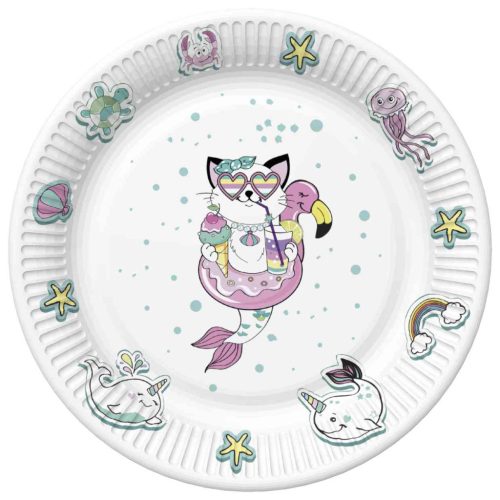 Animale Cat Vibes farfurie de hârtie 8 buc 18 cm