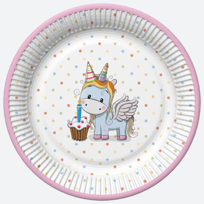 Unicorn Sweet farfurie de hârtie 8 buc 18 cm