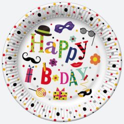  La mulți ani Funny Set de 8 farfurii de hârtie Happy Birthday, 18 cm