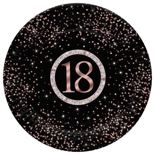 La mulți ani Rose Gold Happy Birthday 18 farfurii de hârtie 8 buc 18 cm