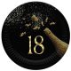 La mulți ani Golden Champagne Happy Birthday 18 farfurii de hârtie, set de 8, 18 cm