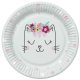 Pisică Flowers Wreath farfurie de hârtie 8 buc 18 cm