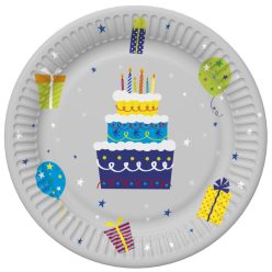   La mulți ani Gifts and Garlands Farfurie de hârtie Happy Birthday, 8 buc, 18 cm