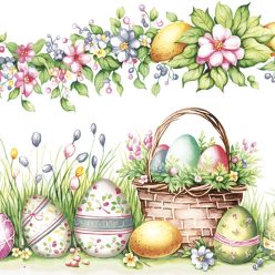 Paște Scene with Basket Eggs șervețel 20 buc 33x33 cm