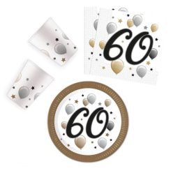   La mulți ani Milestone Set de petrecere Happy Birthday 60 de 36 bucăți cu farfurii de 23 cm