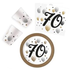   La mulți ani Milestone Set de petrecere Happy Birthday 70 cu 36 piese și farfurie de 23 cm