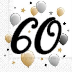   La mulți ani Milestone Happy Birthday 60 Șervețel Pachet de 20 33x33 cm