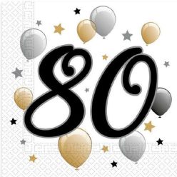   La mulți ani Milestone Happy Birthday 80 șervețele 20 buc 33x33 cm