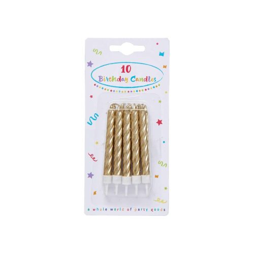 La mulți ani Happy Birthday lumânare de tort aurie, set de lumânări 10 bucăți