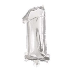 Numere Balon folie Mini Număr 1 argintiu 33 cm