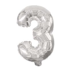 Numere Mini Balon folie cifra 3 argintiu 31 cm