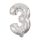 Numere Mini Balon folie cifra 3 argintiu 31 cm