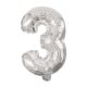 Numere Mini Balon folie cifra 3 argintiu 31 cm