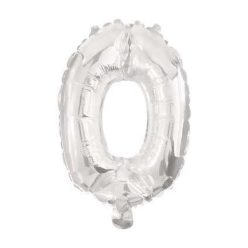 Numere Mini Balon din Foaie Argintiu cu Număr 0, 33 cm