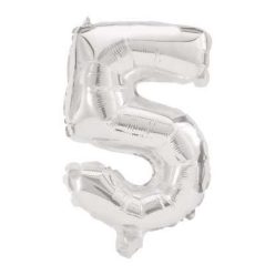 Numere Balon uriaș din folie argintie numărul 5, 85 cm