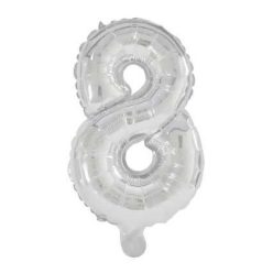 Numere Balon Gigant Folie Argintiu Numărul 8 - 85 cm