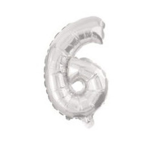Numere Argintiu, Argintiu Număr 6 Balon din folie 10 cm