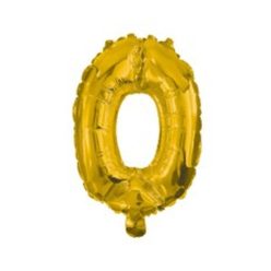 Numere Gold, balon din folie în formă de 0 de 10 cm