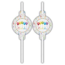   La mulți ani Streamers Set de 4 paie din hârtie Happy Birthday