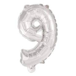 Numere Argintiu, Argintiu numărul 9 balon din folie 95 cm