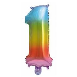   Numere Mini balon folie metalizat multicolor numărul 1, 34 cm