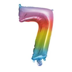   Numere Baloane folie mini metalice Multicolore numărul 7 34 cm