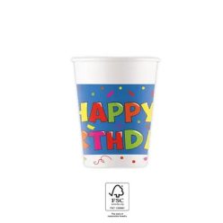   La mulți ani Kokliko Pahar din hârtie Happy Birthday 8 buc 200 ml FSC