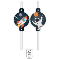 Spațiu Rocket Space paie de hârtie, set de 4 FSC