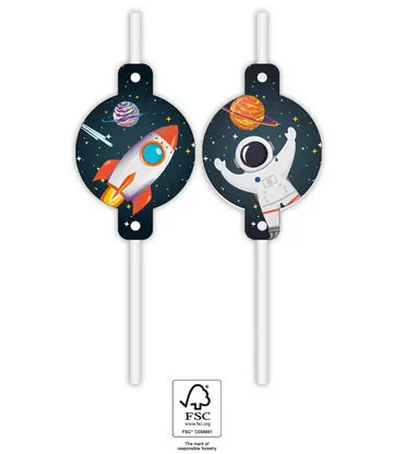 Spațiu Rocket Space paie de hârtie, set de 4 FSC