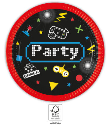 Gamer Gaming Party farfurie de hârtie 8 buc 23 cm FSC