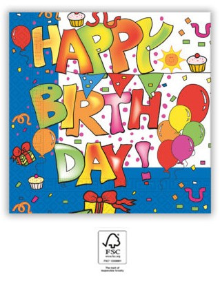 La mulți ani Kokliko Șervețel Happy Birthday 20 buc 33x33 cm FSC