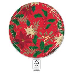   Crăciun Holly Poinsettia i farfurii de hârtie 8 buc 23 cm FSC
