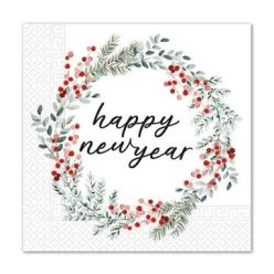   An Nou Fericit! Wreath Servețel Happy New Year 20 buc 33x33 cm FSC