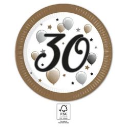   La mulți ani Milestone Farfurii de hârtie Happy Birthday 30, set 8 buc, 23 cm FSC
