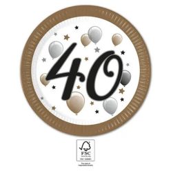   La mulți ani Milestone La mulți ani 40 Farfurie de hârtie 8 buc 23 cm FSC